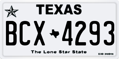 TX license plate BCX4293