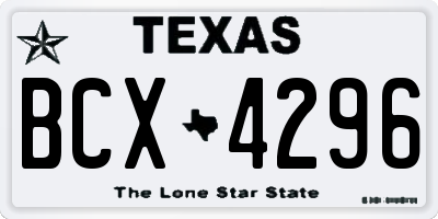TX license plate BCX4296