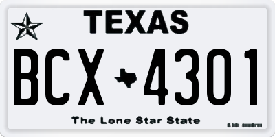 TX license plate BCX4301