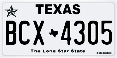 TX license plate BCX4305
