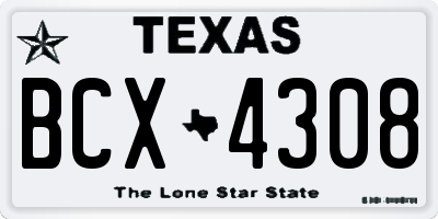 TX license plate BCX4308