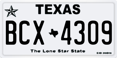 TX license plate BCX4309
