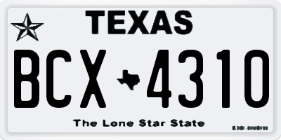 TX license plate BCX4310
