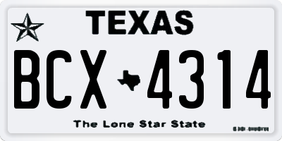TX license plate BCX4314
