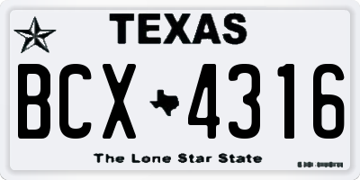 TX license plate BCX4316