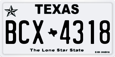 TX license plate BCX4318
