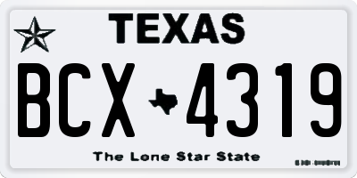 TX license plate BCX4319