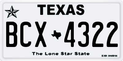 TX license plate BCX4322