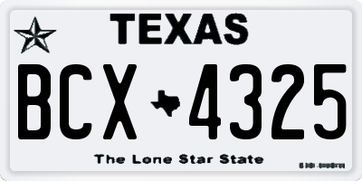 TX license plate BCX4325