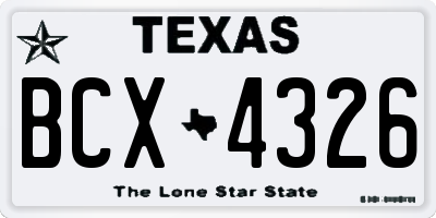 TX license plate BCX4326