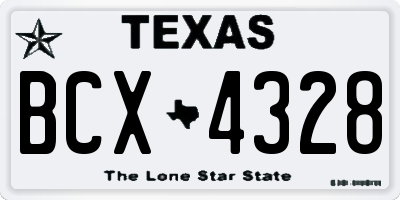 TX license plate BCX4328