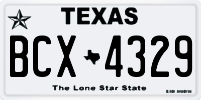 TX license plate BCX4329