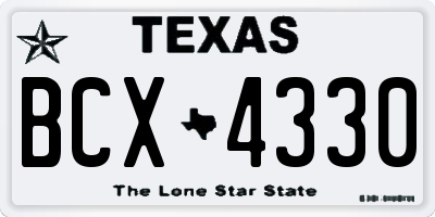 TX license plate BCX4330