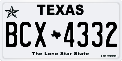 TX license plate BCX4332