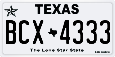TX license plate BCX4333