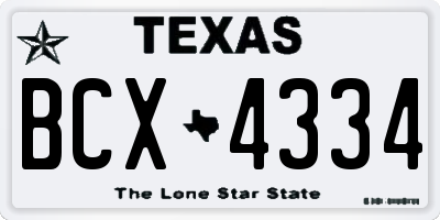 TX license plate BCX4334