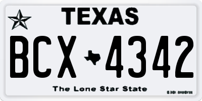 TX license plate BCX4342