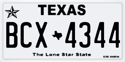 TX license plate BCX4344