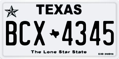 TX license plate BCX4345