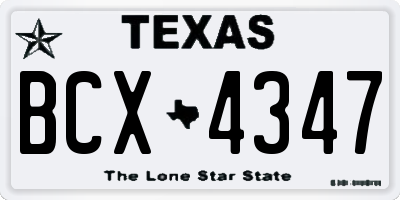TX license plate BCX4347
