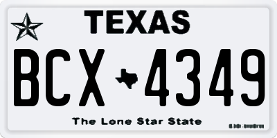 TX license plate BCX4349
