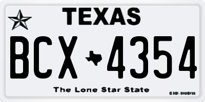 TX license plate BCX4354