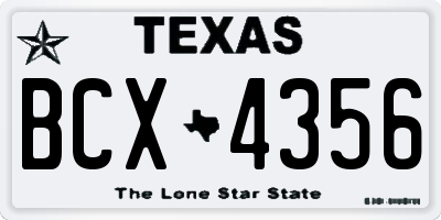 TX license plate BCX4356