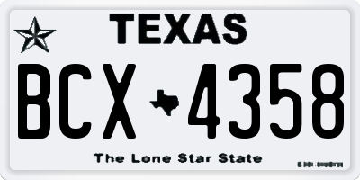 TX license plate BCX4358