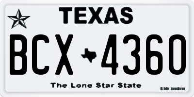 TX license plate BCX4360
