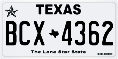 TX license plate BCX4362