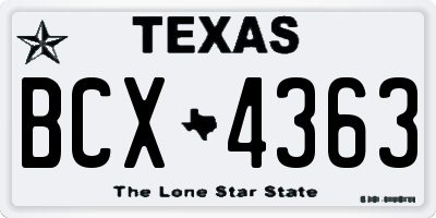 TX license plate BCX4363