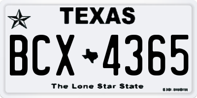 TX license plate BCX4365