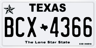 TX license plate BCX4366