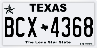 TX license plate BCX4368
