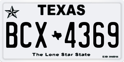 TX license plate BCX4369