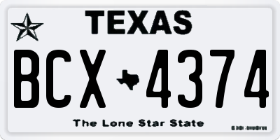TX license plate BCX4374