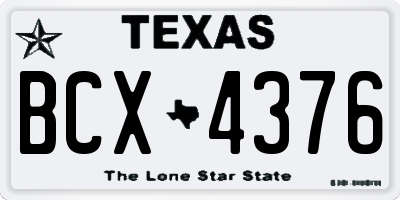 TX license plate BCX4376