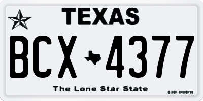 TX license plate BCX4377