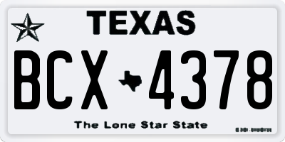 TX license plate BCX4378