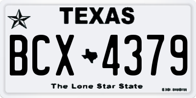 TX license plate BCX4379