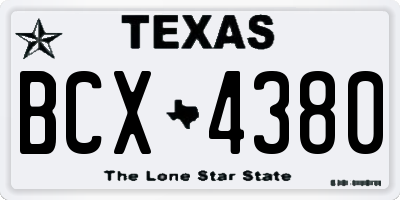 TX license plate BCX4380