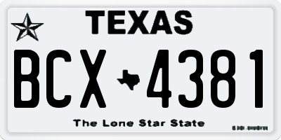 TX license plate BCX4381