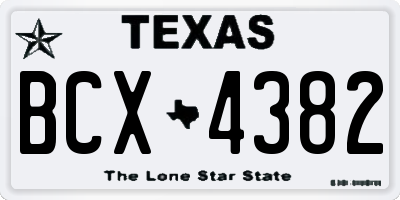 TX license plate BCX4382