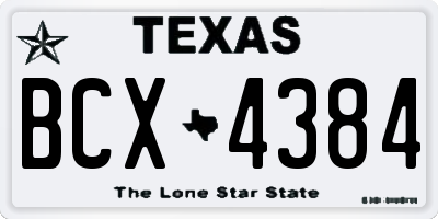 TX license plate BCX4384