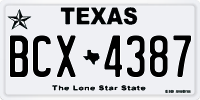TX license plate BCX4387