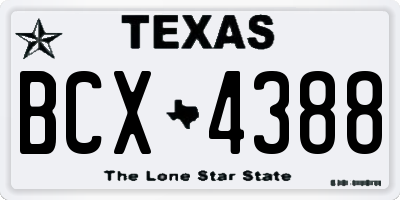 TX license plate BCX4388