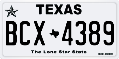 TX license plate BCX4389