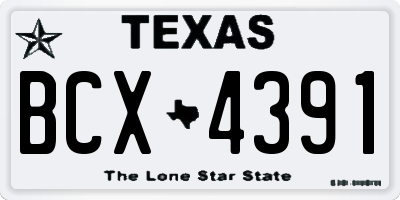 TX license plate BCX4391