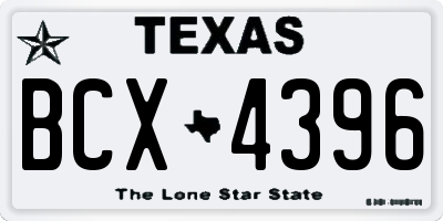 TX license plate BCX4396