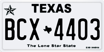 TX license plate BCX4403